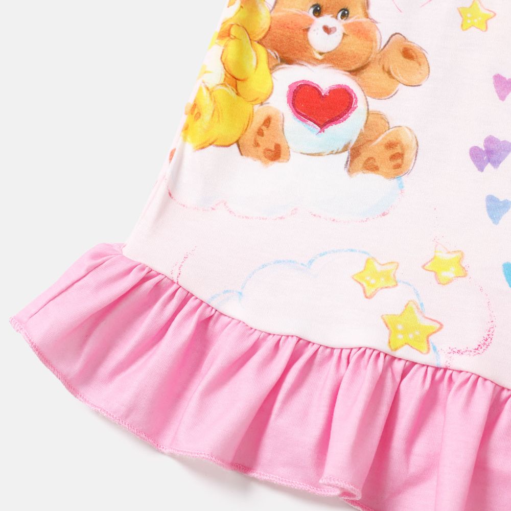 Care Bears Mommy and Me Allover Print Ruffle Trim Tank Top & Shorts Sets PinkyWhite big image 8