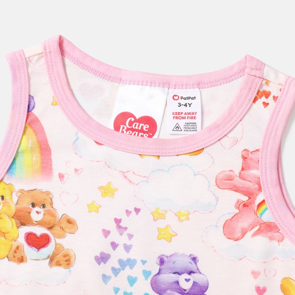Care Bears Mommy and Me Allover Print Ruffle Trim Tank Top & Shorts Sets PinkyWhite big image 7