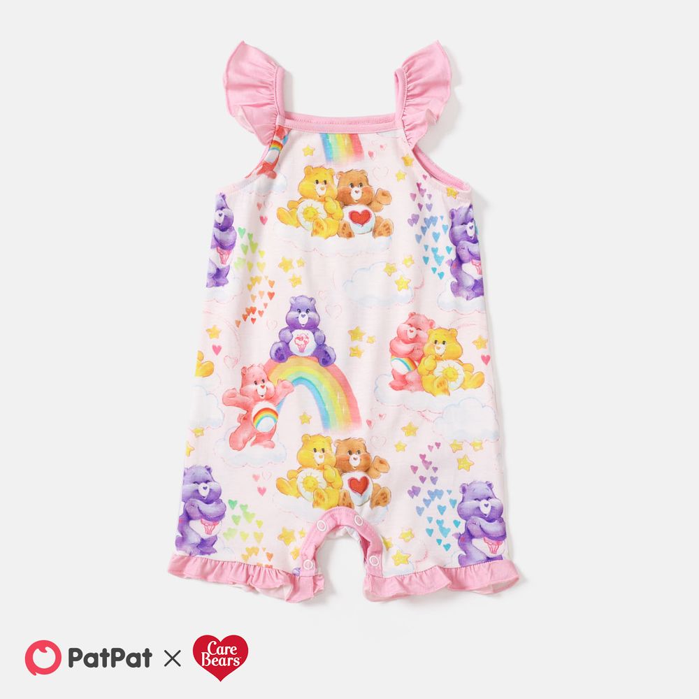 Care Bears Mommy and Me Allover Print Ruffle Trim Tank Top & Shorts Sets PinkyWhite big image 1