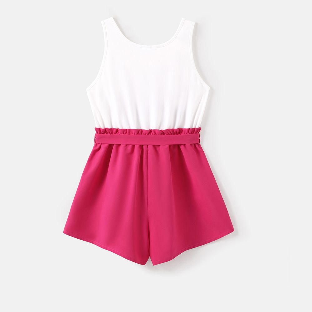 Barbie Mommy and Me Letter Print Belted Combo Tank Rompers White big image 7
