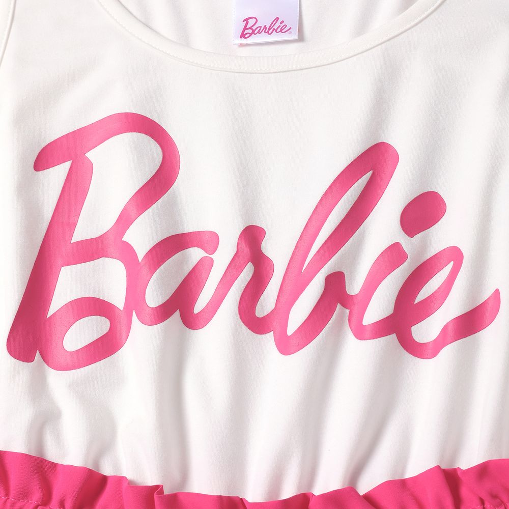 Barbie Mommy and Me Letter Print Belted Combo Tank Rompers White big image 3