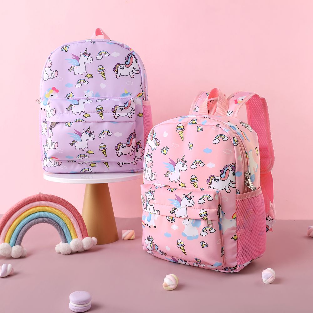 Kids Unicorn Pattern Flat Cartoon Large Capacity Backpack Travel Bag Preschool Backpack Pink big image 6