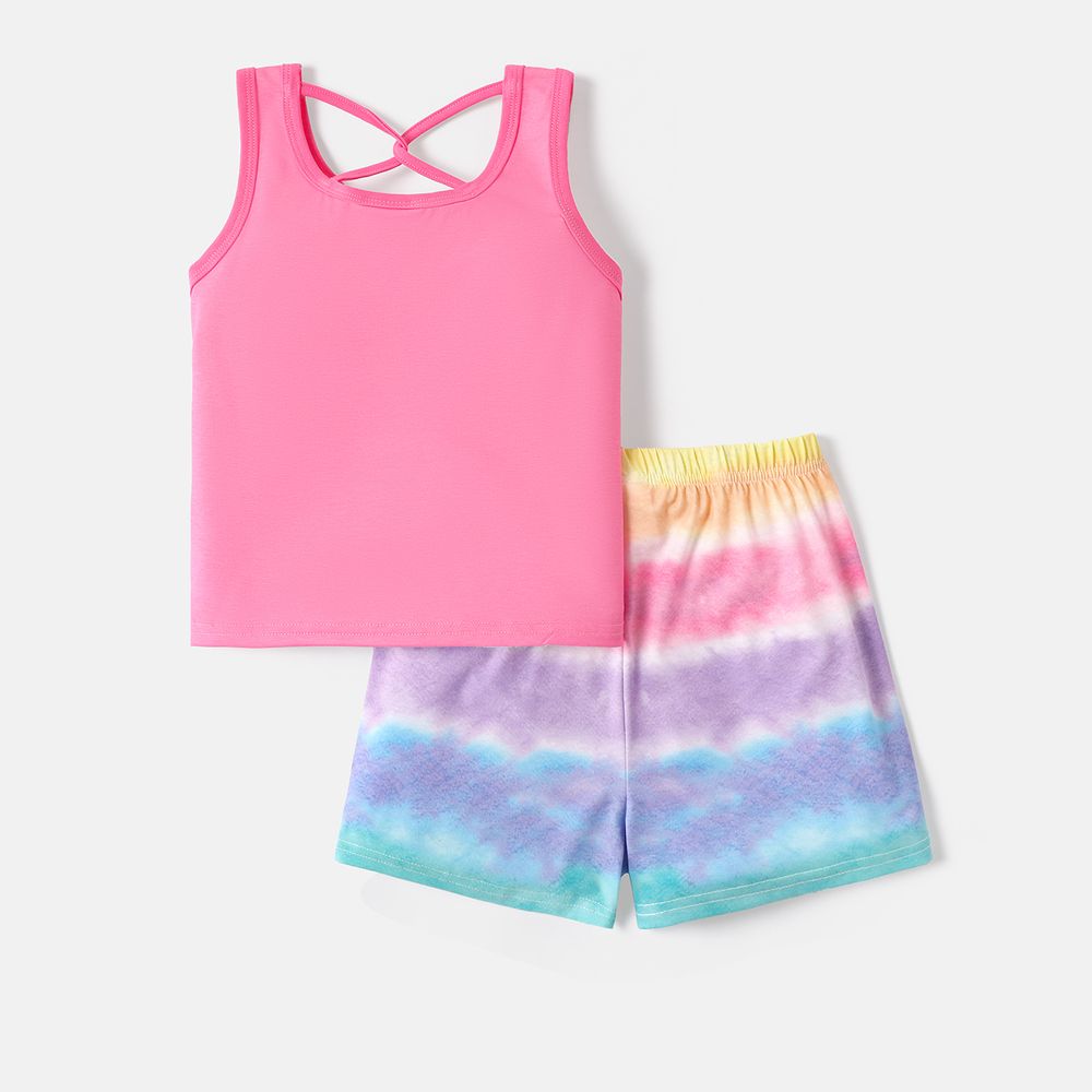 L.O.L. SURPRISE! Toddler/Kid Girl 2pcs Back Crisscross Tank Top and Colorblock Shorts Set Pink big image 5