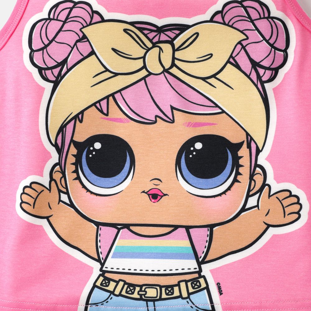 L.O.L. SURPRISE! Toddler/Kid Girl 2pcs Back Crisscross Tank Top and Colorblock Shorts Set Pink big image 4