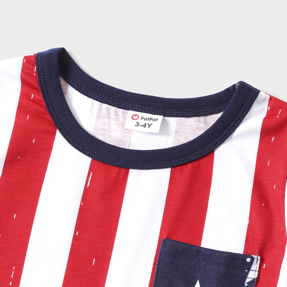 Independence Day Family Matching Stars & Striped Print Spliced Cami Dresses and Short-sleeve T-shirts Sets ColorBlock big image 14