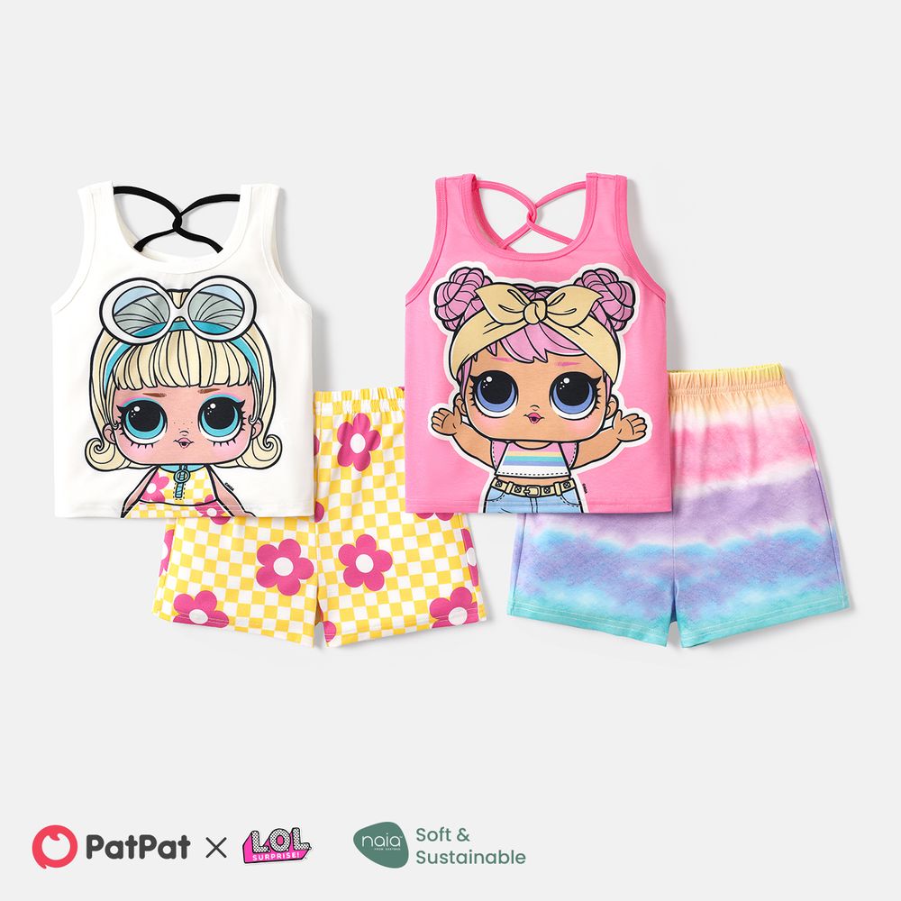 L.O.L. SURPRISE! Toddler/Kid Girl 2pcs Back Crisscross Tank Top and Colorblock Shorts Set Pink big image 6