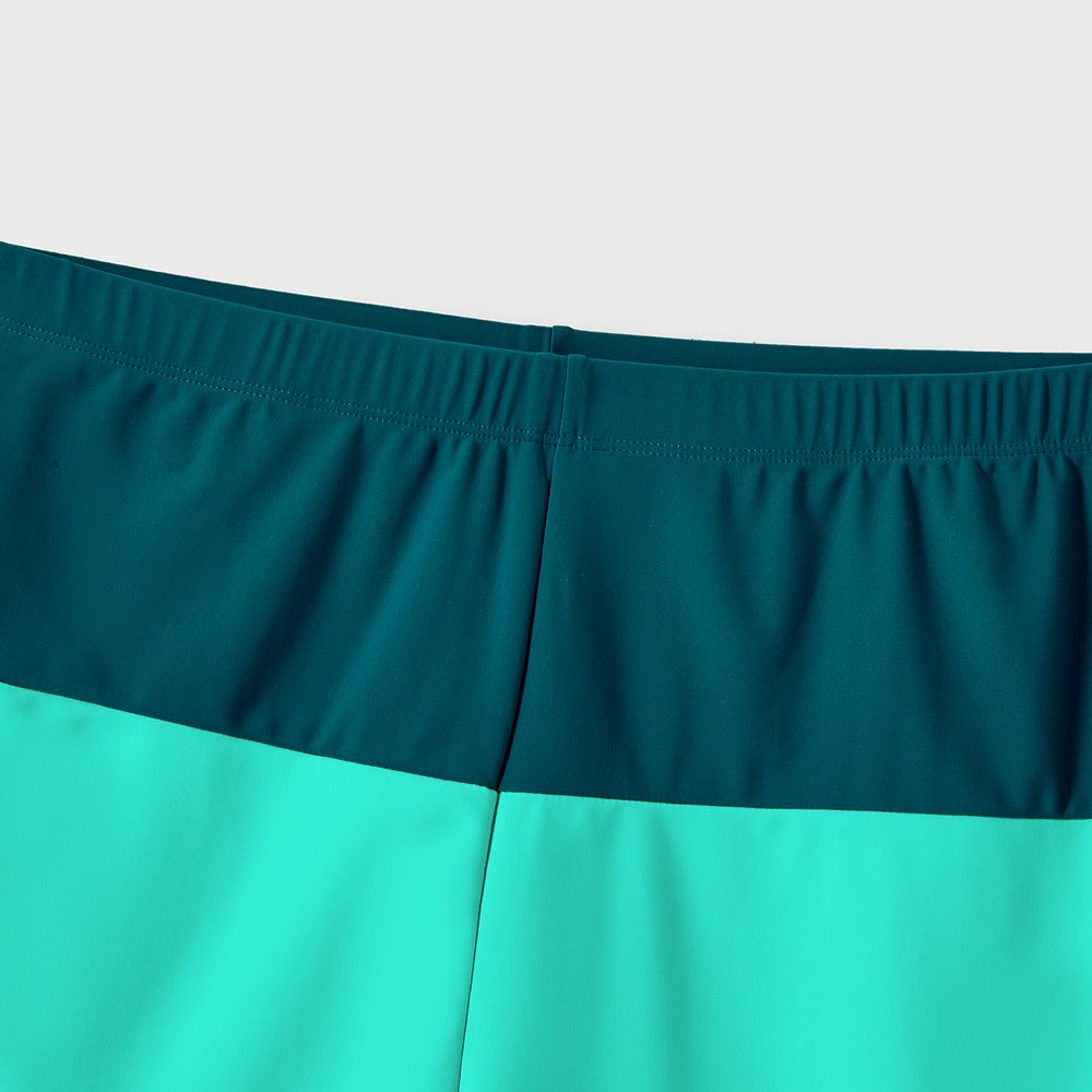 Family Matching Colorblock One-piece Swimsuit or Swim Trunks Shorts Peacockbluewhite big image 17