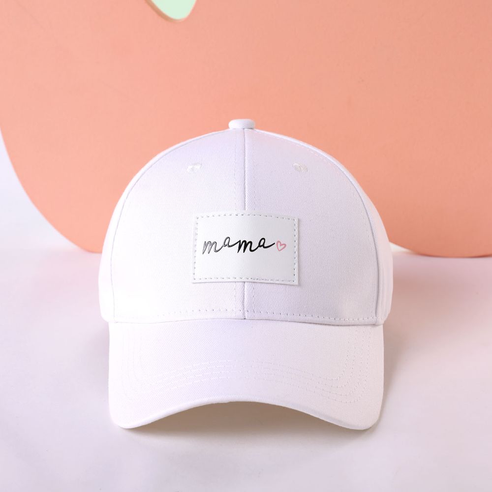 2-pack Solid Letter Label Baseball Cap for Mom and Me White big image 3