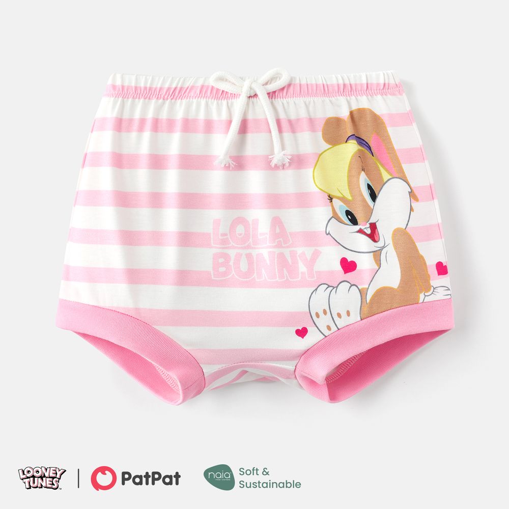 Looney Tunes Baby Boy/Girl Graphic Striped Shorts Pink big image 1