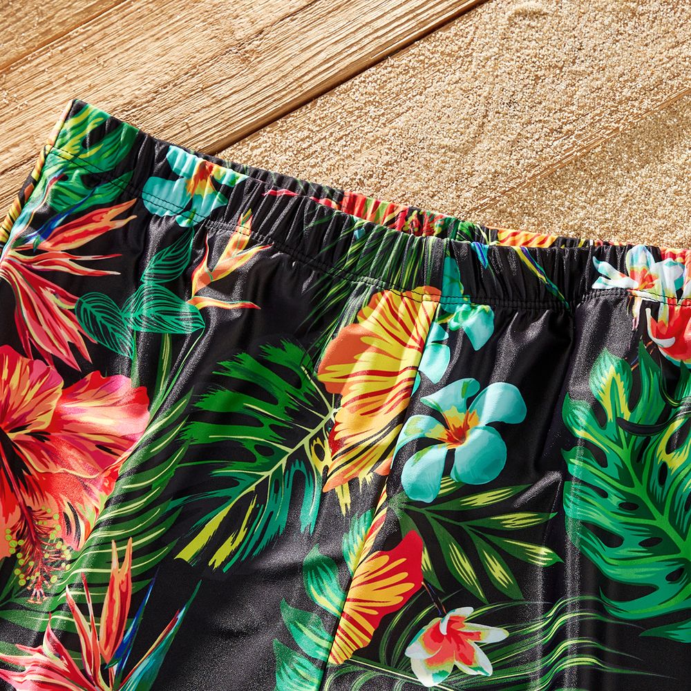 Family Matching Allover Plant Print Lace Up One-piece Swimsuit or Swim Trunks Shorts Colorful big image 14