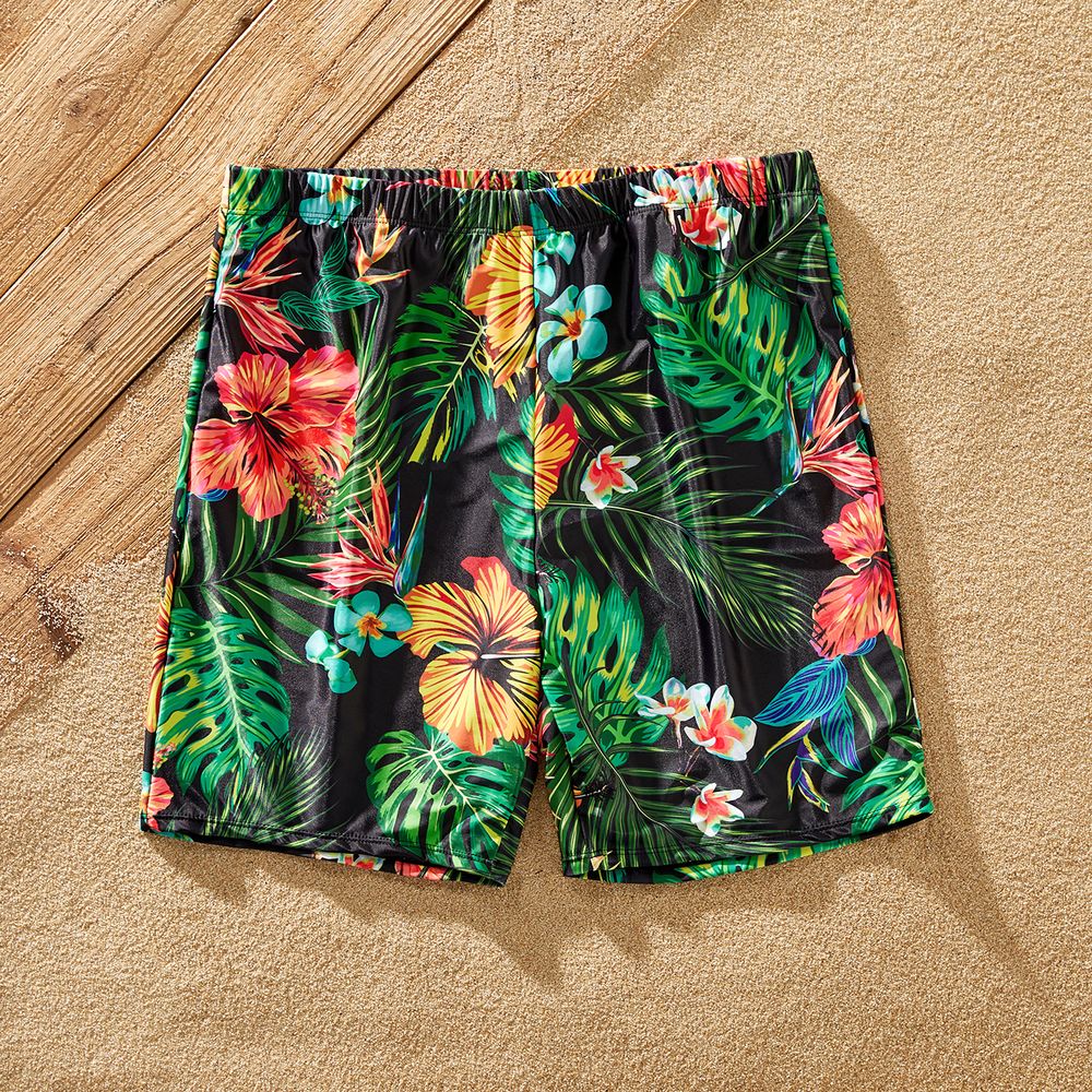 Family Matching Allover Plant Print Lace Up One-piece Swimsuit or Swim Trunks Shorts Colorful big image 13