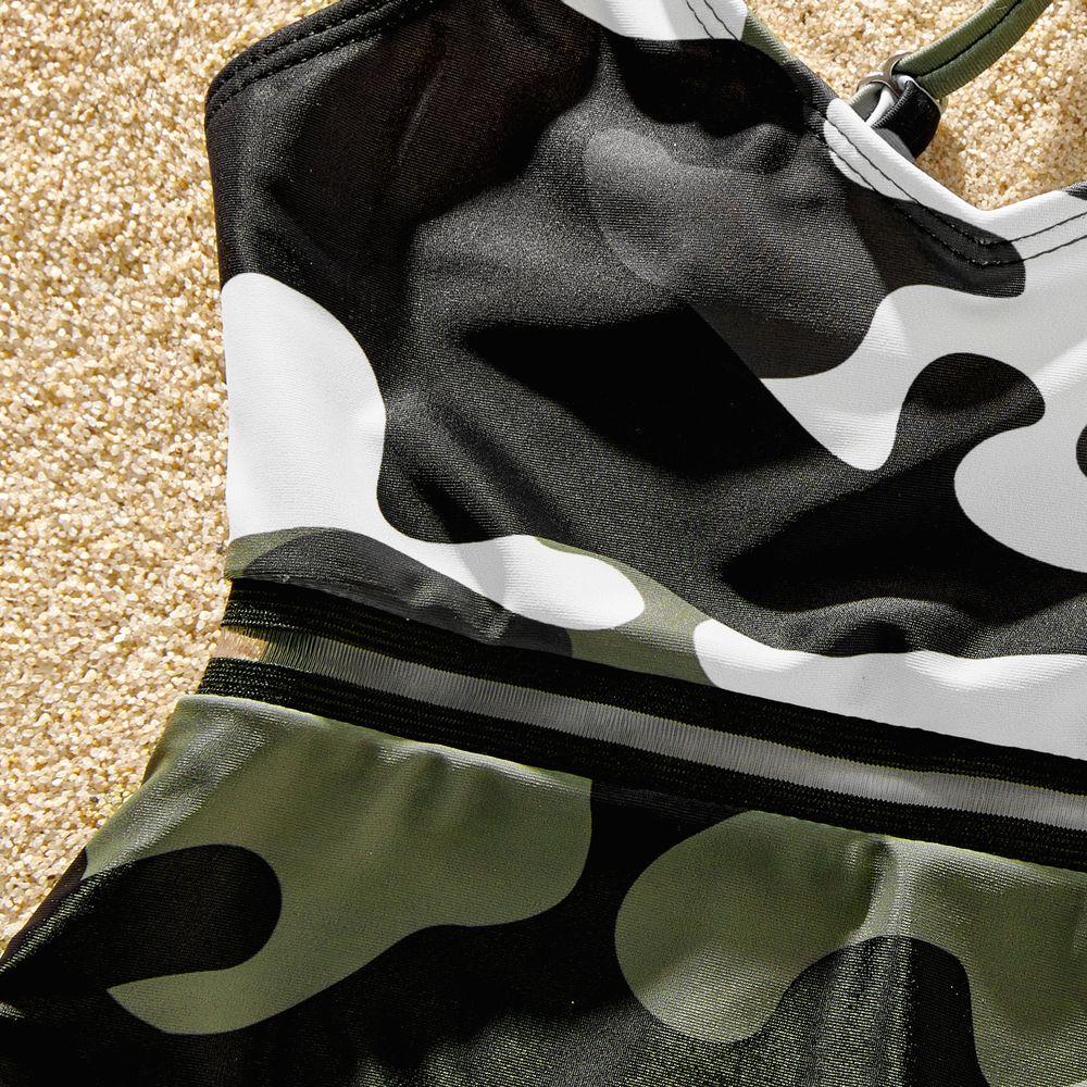 Family Matching Camouflage Print Strappy One-piece Swimsuit and Swim Trunks Shorts Camouflage big image 8