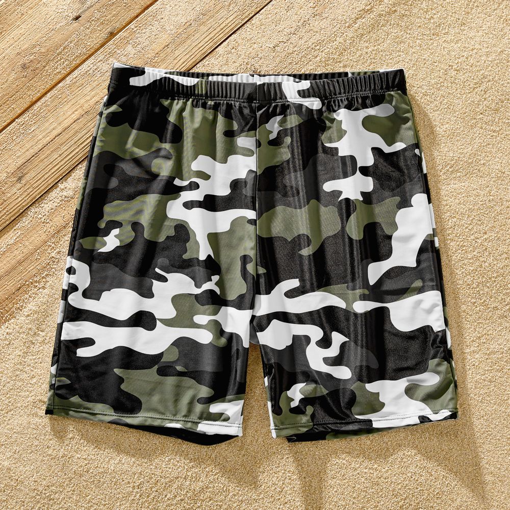 Family Matching Camouflage Print Strappy One-piece Swimsuit and Swim Trunks Shorts Camouflage big image 15