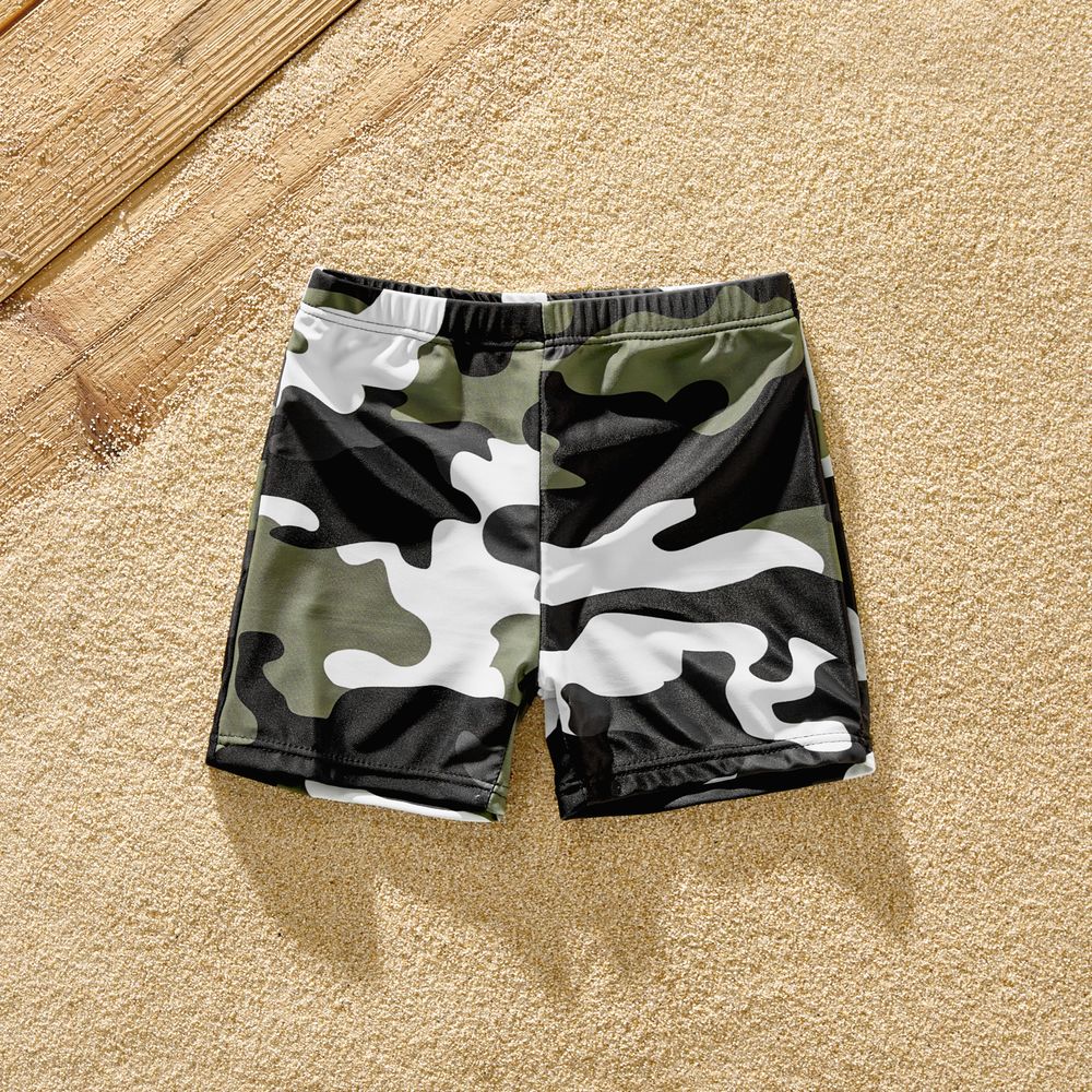Family Matching Camouflage Print Strappy One-piece Swimsuit and Swim Trunks Shorts Camouflage big image 3