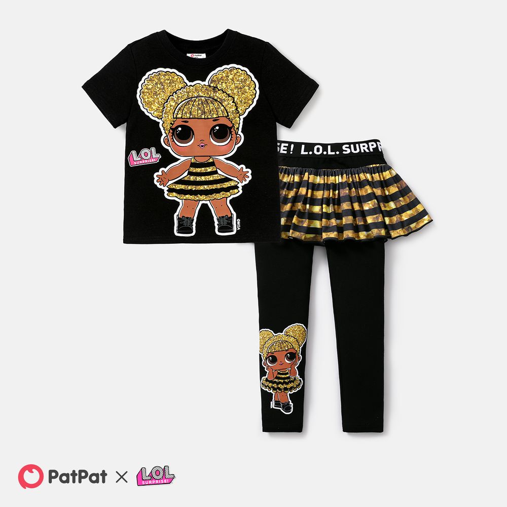 L.O.L. SURPRISE! Toddler/Kid Girl Character Print Short-sleeve Cotton Tee or Skirt Leggings Black big image 6