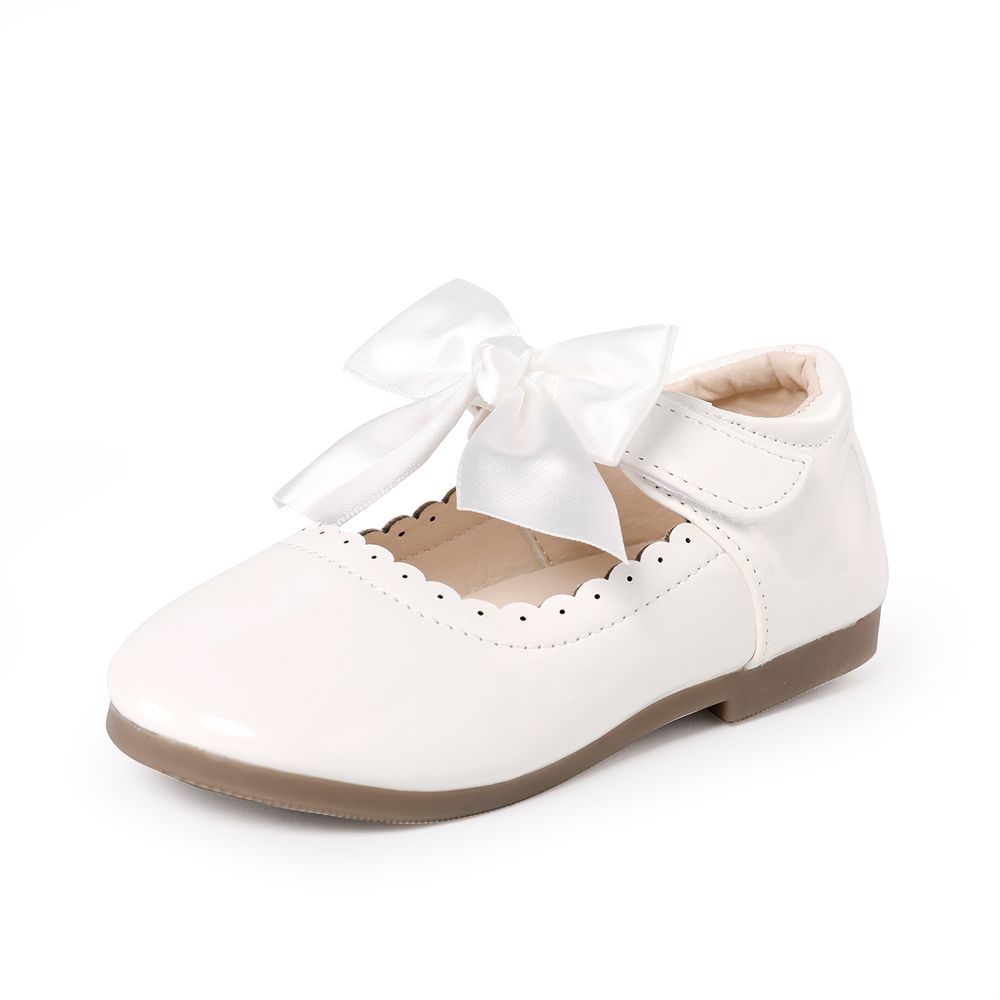 Toddler / Kid Wavy Edge Bow Ribbon Decor White Princess Shoes White big image 15