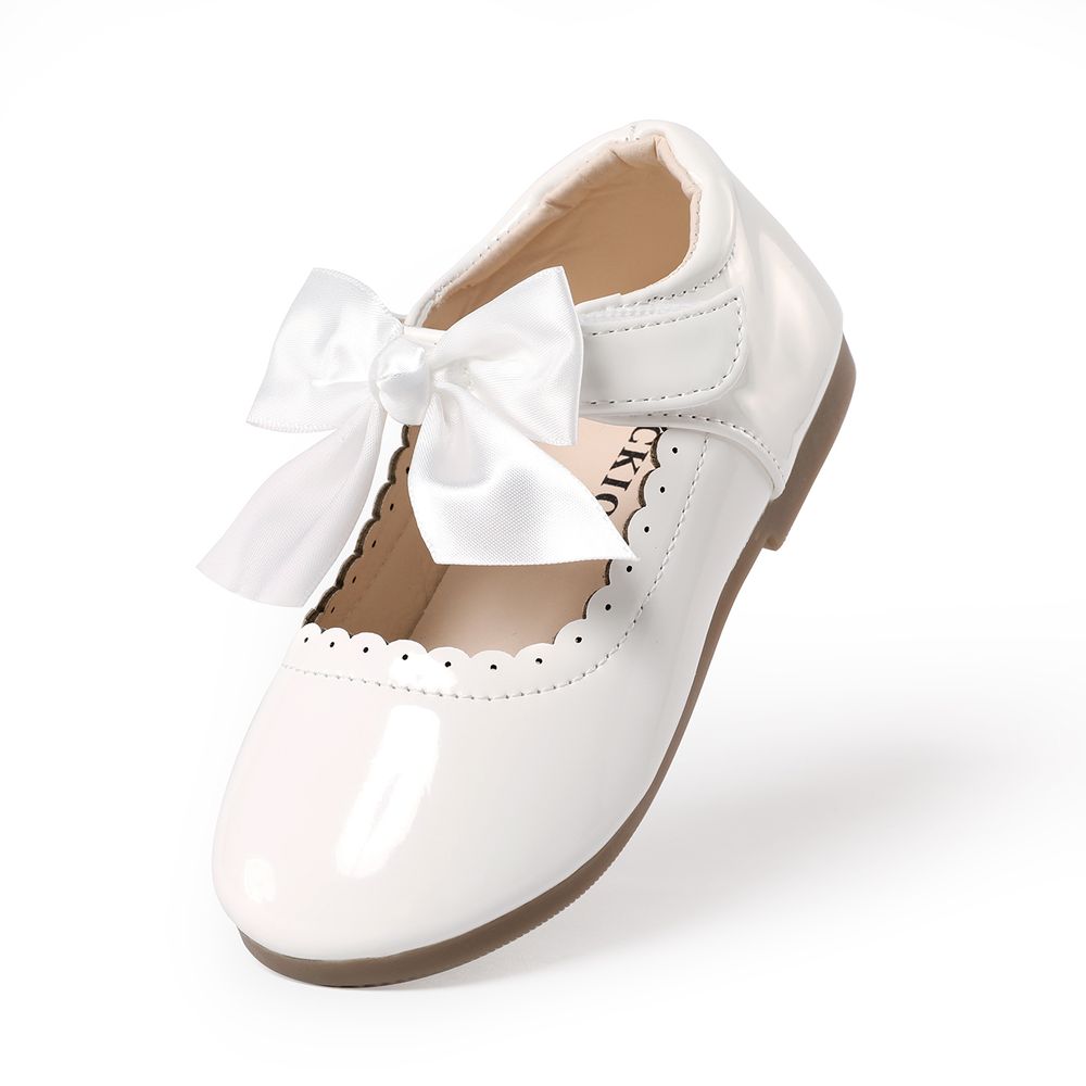 Toddler / Kid Wavy Edge Bow Ribbon Decor White Princess Shoes White big image 12