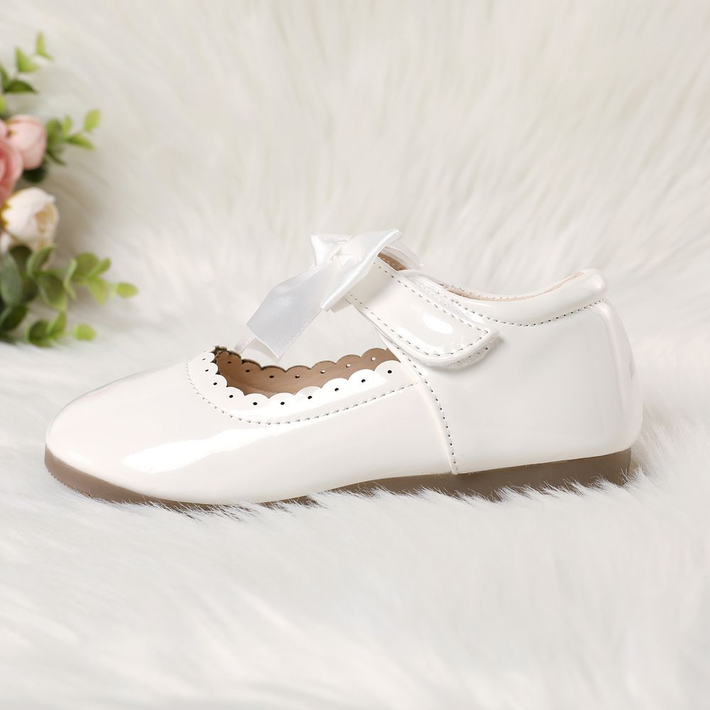 Toddler / Kid Wavy Edge Bow Ribbon Decor White Princess Shoes White big image 11