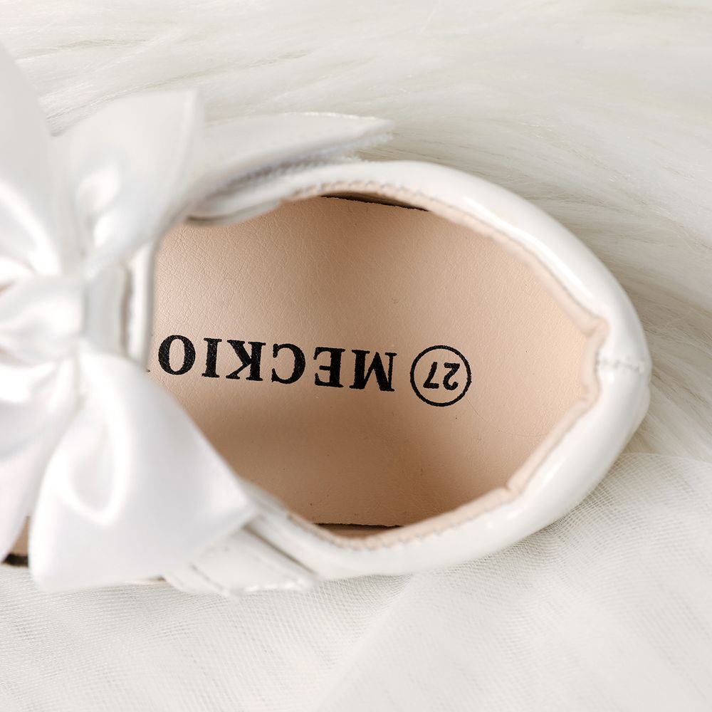 Toddler / Kid Wavy Edge Bow Ribbon Decor White Princess Shoes White big image 6