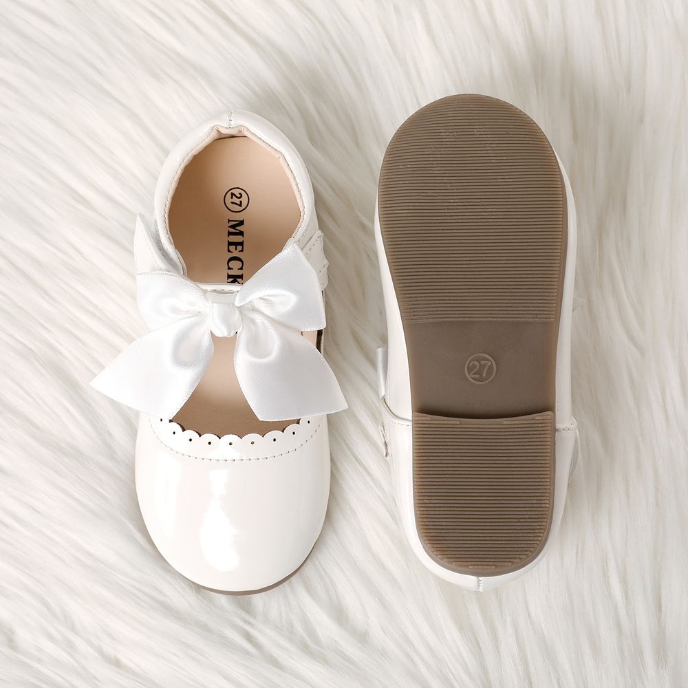 Toddler / Kid Wavy Edge Bow Ribbon Decor White Princess Shoes White big image 13
