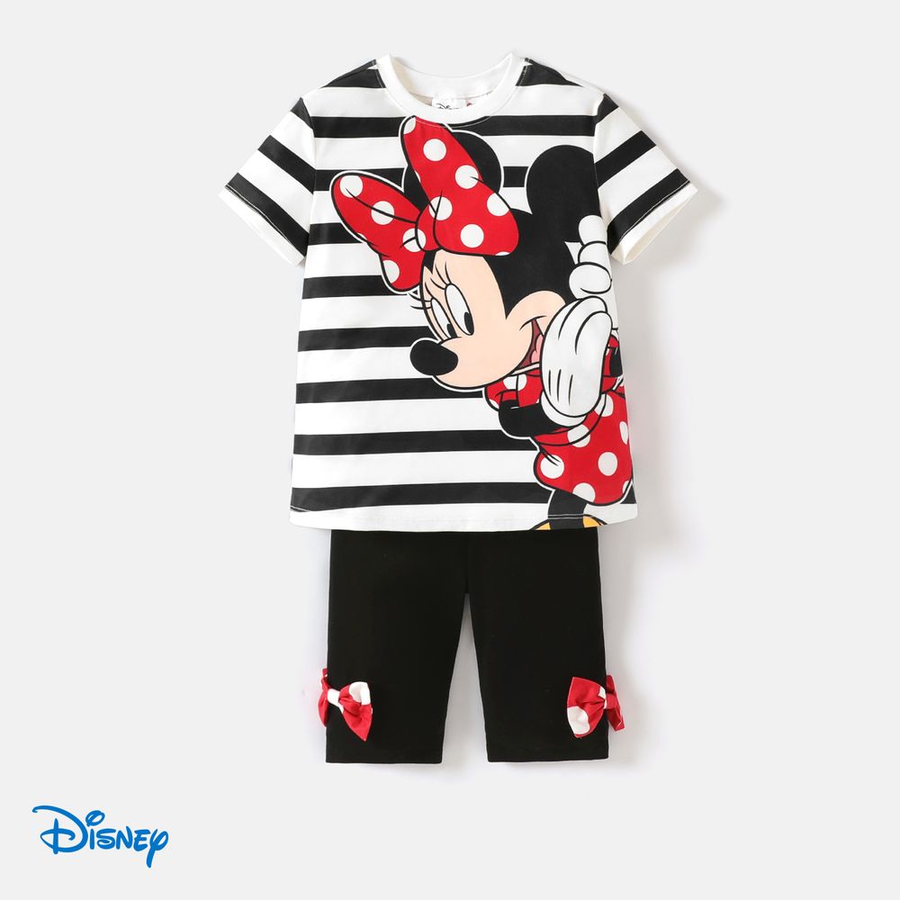 Disney Toddler/Kid Girl 2pcs Naia™ Character Print Short-sleeve Tee and Leggings Shorts Set BlackandWhite big image 1