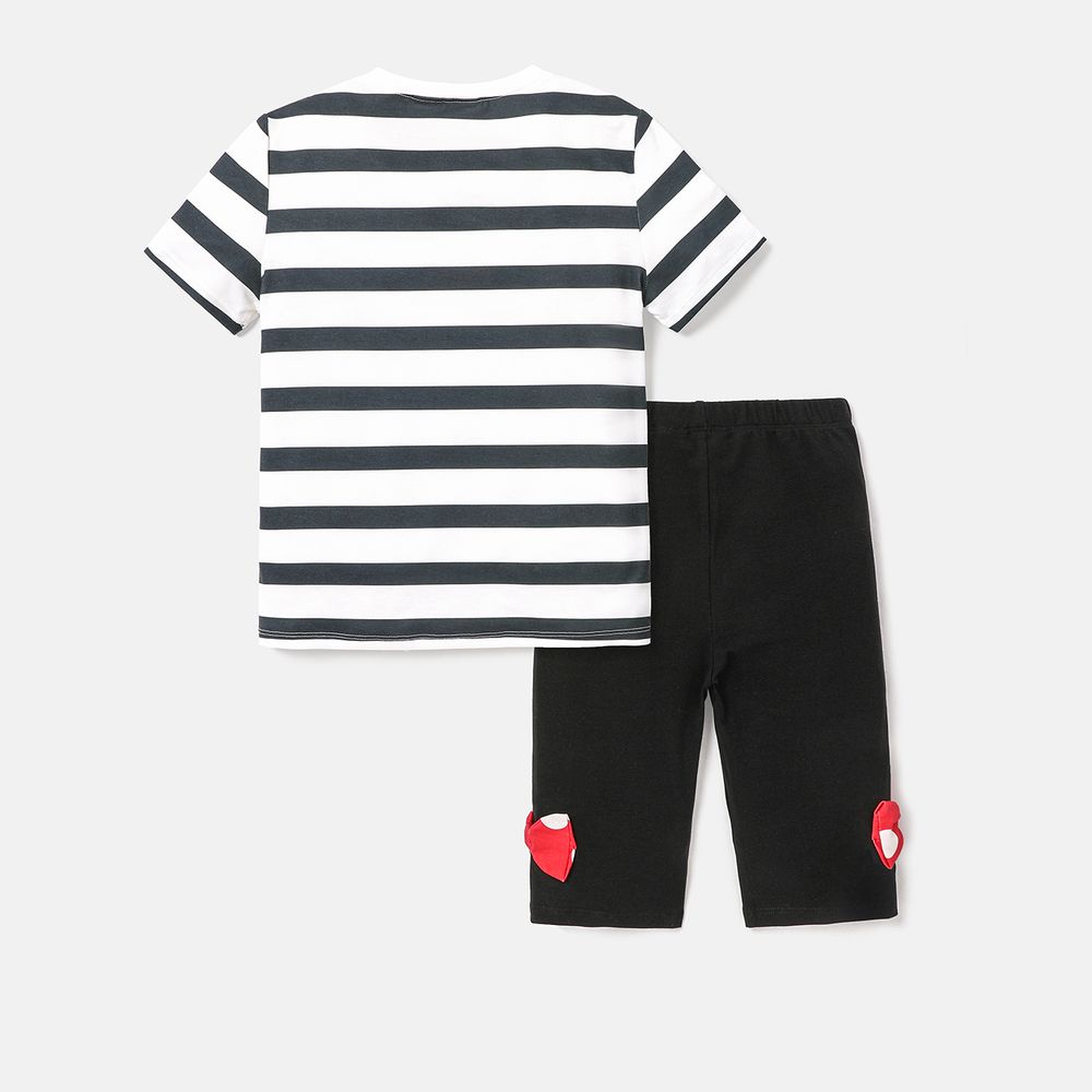 Disney Toddler/Kid Girl 2pcs Naia™ Character Print Short-sleeve Tee and Leggings Shorts Set BlackandWhite big image 2