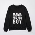 Letter Print Sweatshirts for Mom and Me Black