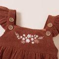 Baby Girl Floral Overalls Brown