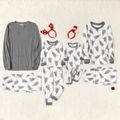 Family Matching Christmas Tree Print Pajamas Sets（Flame Resistant） Light Grey image 1