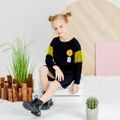 Fashionable Kid Girl Sunflower Mesh Long-sleeves Dresses Black