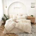 4-PCS Thicken Flannelette Cover Set Pinch Pleat Brief Bedding Sets Comfort Cover Pillow cases Creamy White image 3