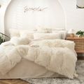 4-PCS Thicken Flannelette Cover Set Pinch Pleat Brief Bedding Sets Comfort Cover Pillow cases Creamy White image 4
