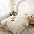 4-PCS Thicken Flannelette Cover Set Pinch Pleat Brief Bedding Sets Comfort Cover Pillow cases Creamy White image 5