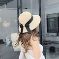 Straw Bowknot Beach Hats for Mommy and Me Beige