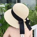Straw Bowknot Beach Hats for Mommy and Me Beige
