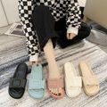 Summer New Candy Color Beach Slippers Women Fashion Outer Wear Flat Women Sandals And Slippers Women Outdoor Vacation Sandals White