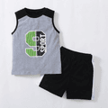 Number Print Tank Top and Shorts Athleisure Set for Toddlers / Kids Grey