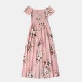 Floral Print Pink Matching Maxi Romper Dresses for Mommy and Me Pink