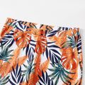 Leaf Print Family Matching Swimsuits（2-piece Ruffle-sleeve Swimsuits for Mom and Girl ; Swim Trunks for Dad and Boy） Orange