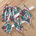 Floral Print Family Matching Swimsuits（Off-shoulder Ruffle-sleeve One-piece Swimsuits for Mom and Girl ; Swim Trunks for Dad and Boy） Multi-color