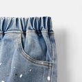 Trendy Kid Boy Splash Print Jeans Shorts Blue