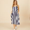 Maternity casual Stripes Print Cami Tank Sleeveless Dress Dark Blue