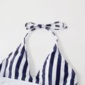 Striped Print Family Matching Swimsuits（One-piece Swimsuits for Mom and Girl ; Swim Trunks for Dad and Boy） Royal Blue