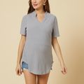 Nursing casual Print Stand collar Short Sleeve Short-sleeve Nursing Tee Grey