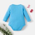Baby Boy 95% Cotton Long-sleeve Graphic Blue Romper Blue