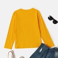 Women Graphic Letter & Ball Print  Round-collar Long-sleeve Tee Ginger