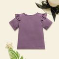 Toddler Girl Graphic Sun and Letter Print Ruffled Short-sleeve Tee Lavender