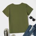 Women Graphic Animal Print V Neck Short-sleeve T-shirt Army green