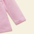 Toddler Girl Animal Dinosaur Print Cotton Ruffled Light Pink Long-sleeve Tee Light Pink image 4