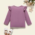 Toddler Girl Graphic Letter and Floral Print Ruffled Long-sleeve Tee Lavender